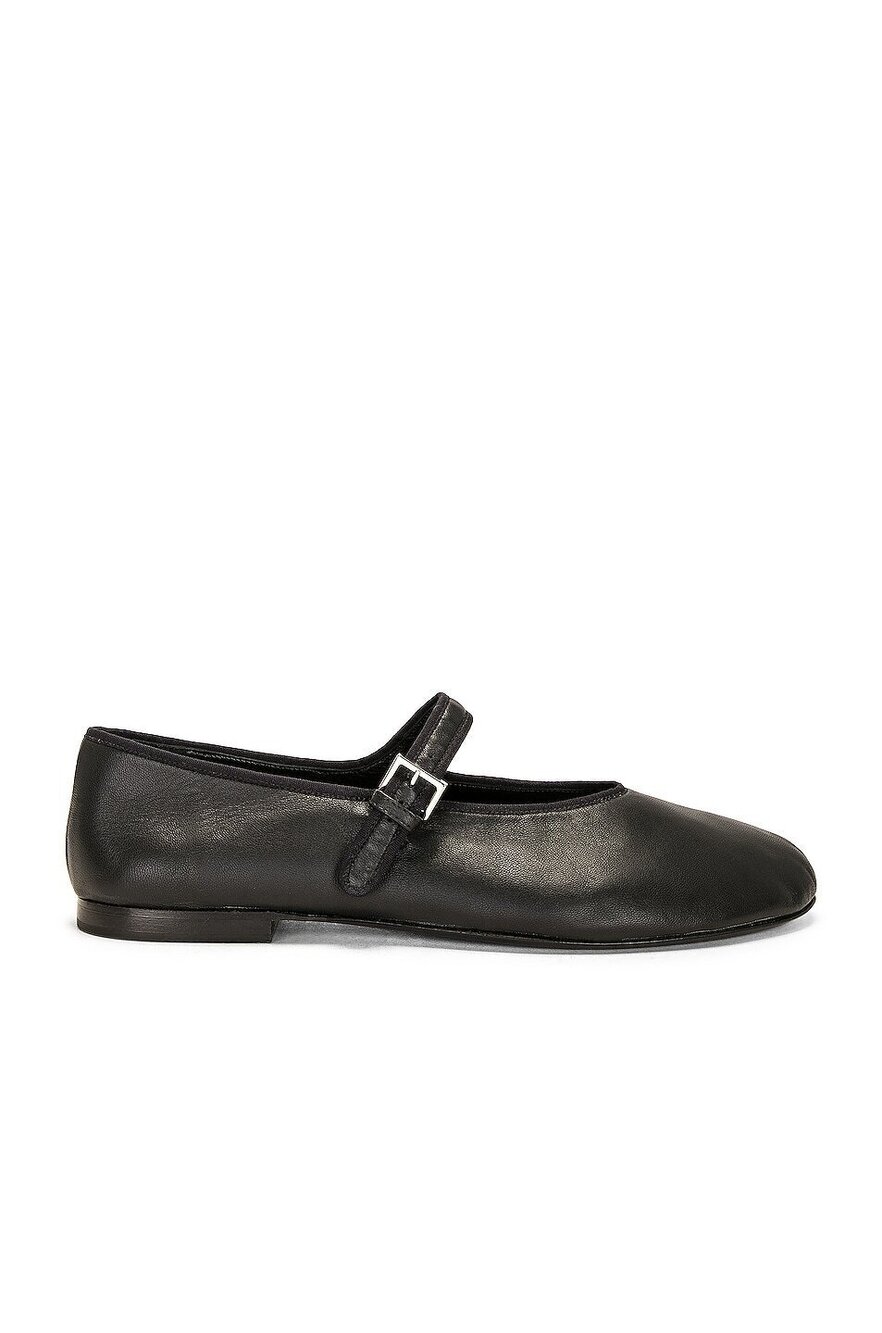 The Row Boheme MJ Flat in Black leather ballet flat slipper